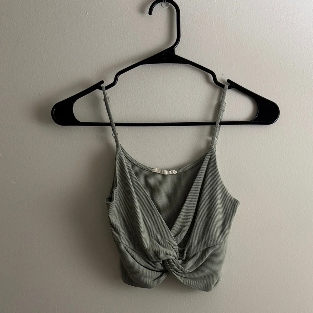 Olive Green Women's Crop Top - Picture 1 of 3